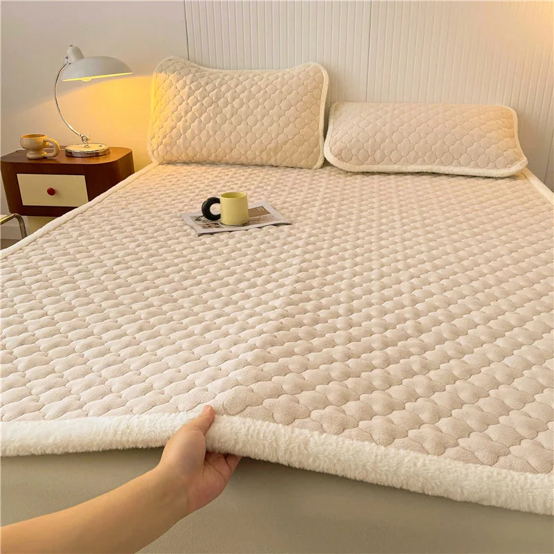 Afralia™ Antibacterial Milk Velvet Mattress, Thick & Warm with Anti-Slip Straps