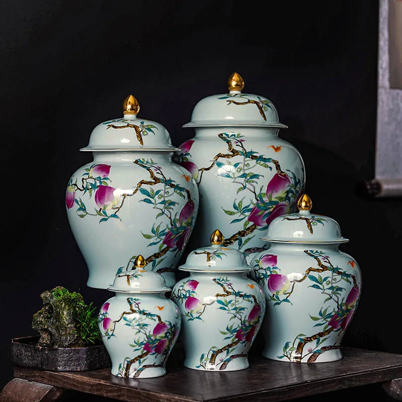 Afralia™ Retro Chinese Tea Storage Pot Porcelain Jar Set for Home Decoration