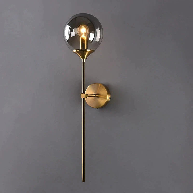 Afralia™ Smoke Grey Glass Ball LED Sputnik Chandelier - Gold Home Art Decor