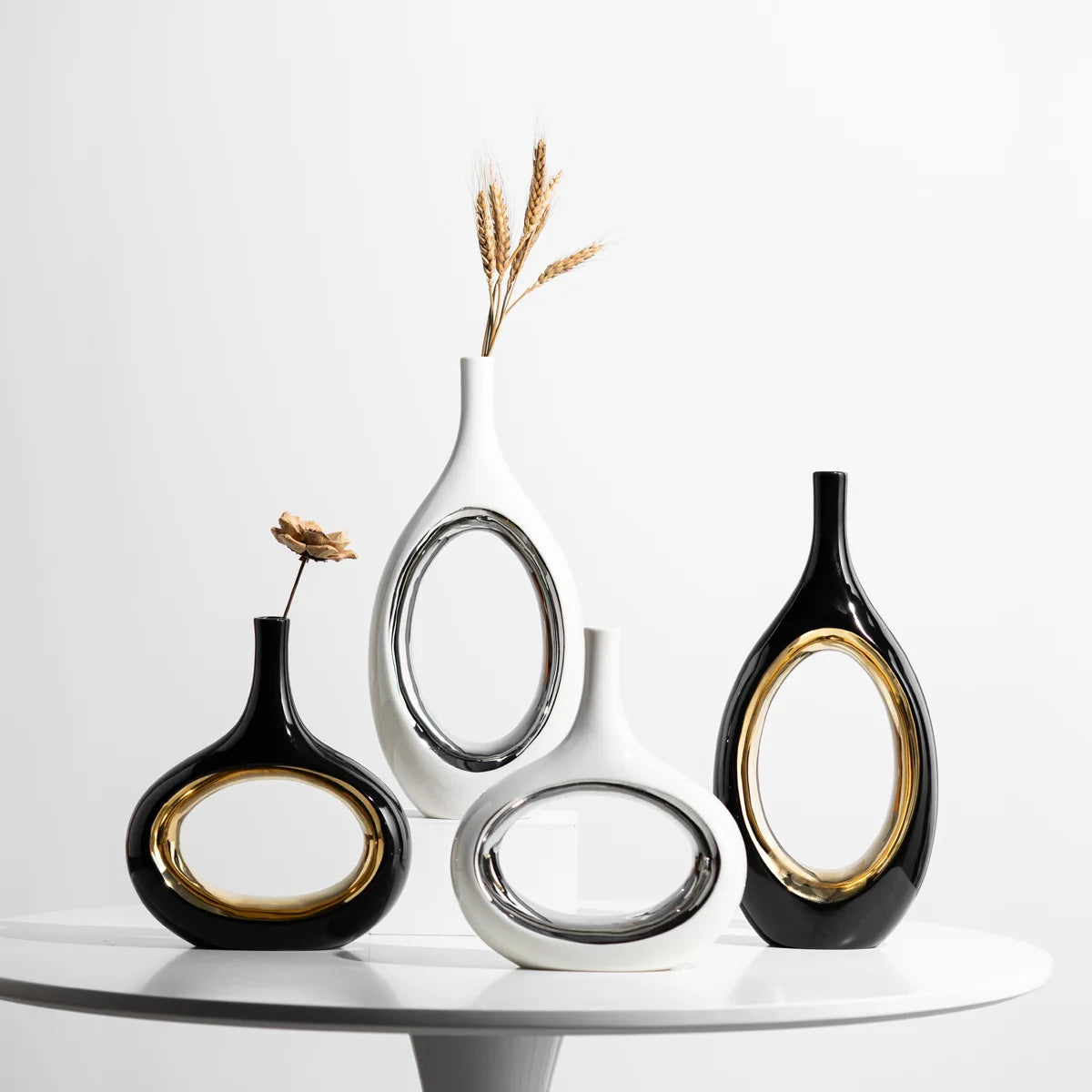 Afralia™ Golden Flower Vase for Home Decoration and Flower Arrangement