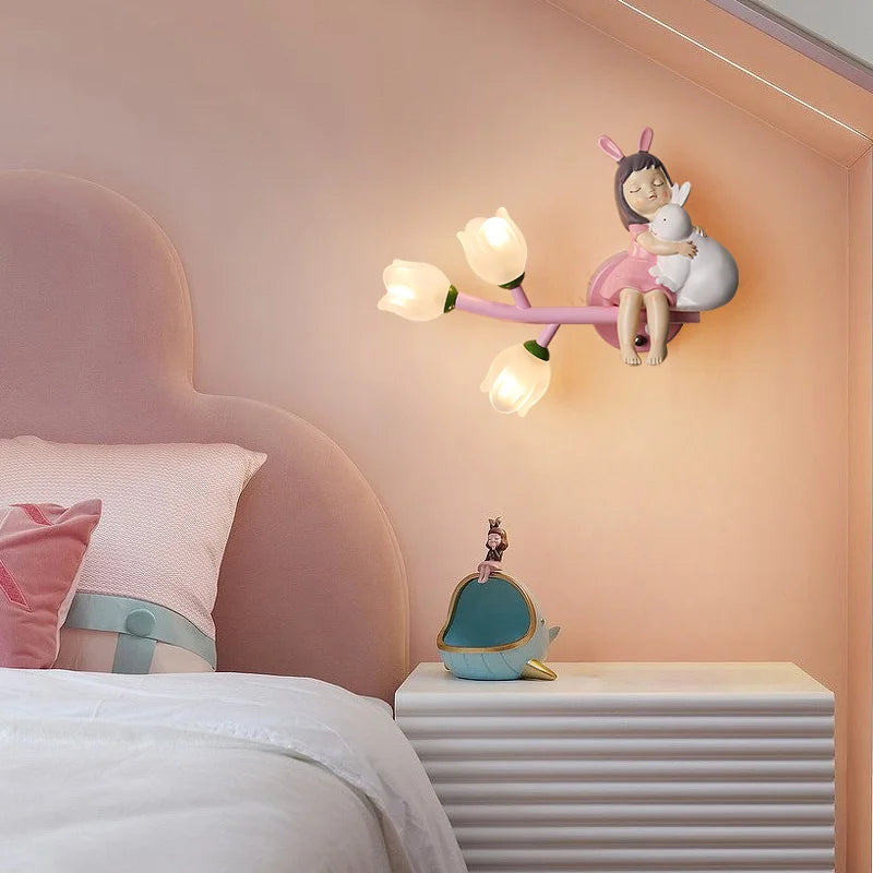 Afralia™ Flower LED Wall Lamp for Children's Bedroom Decor - G4 Night Light