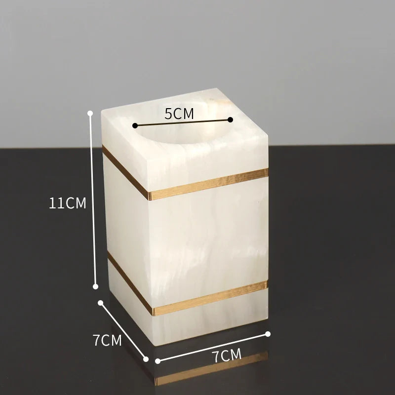 Afralia™ White Onyx Marble Bathroom Set