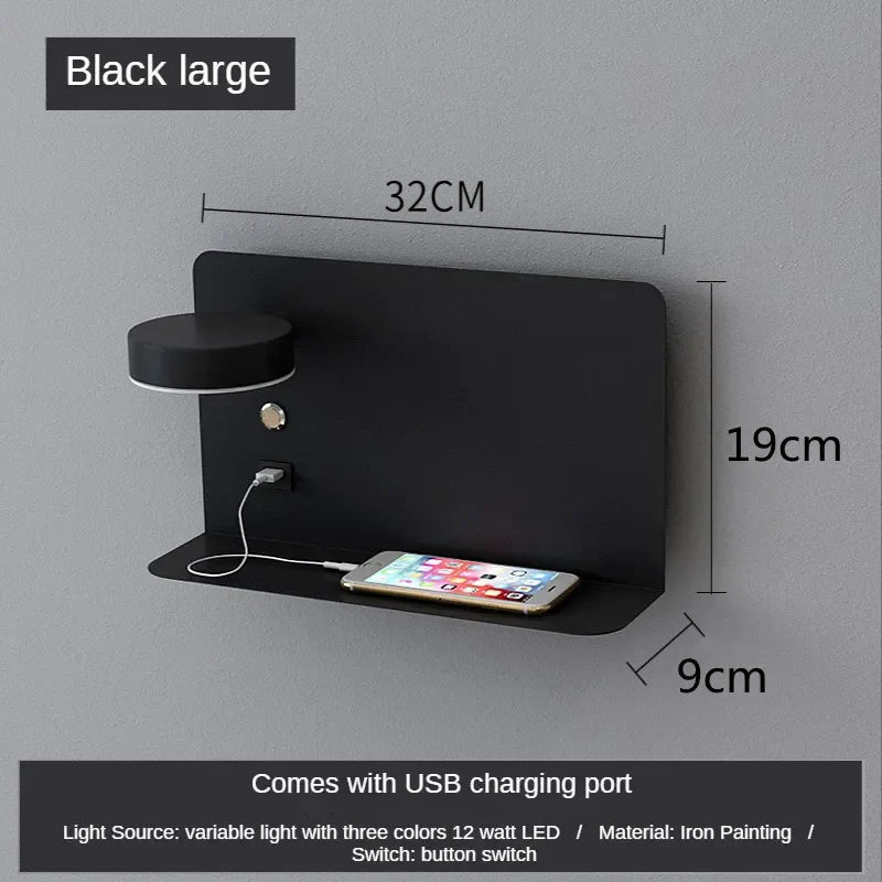 Afralia™ LED Shelf Wall Lamp with USB Charging Port & Switch