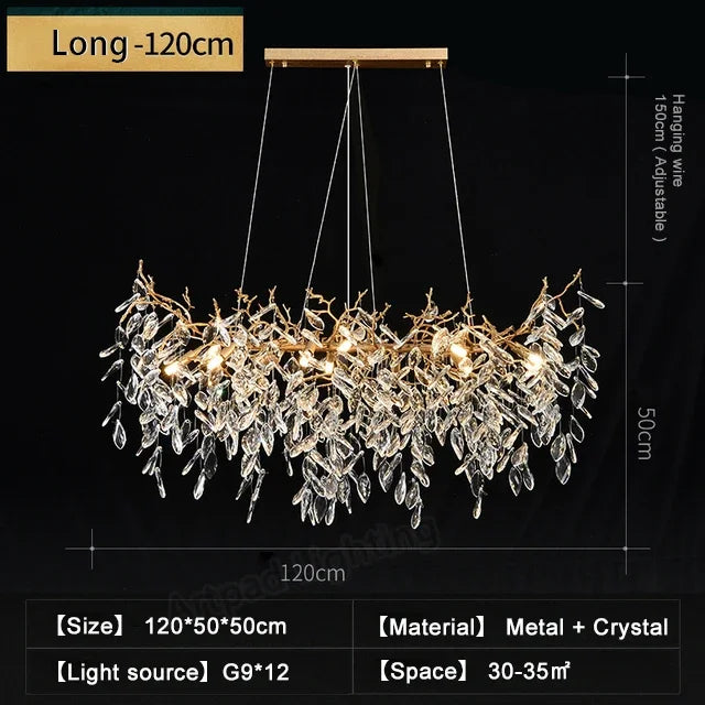 Afralia™ Luxury Crystal Chandeliers: Modern Metal Hanging Lamp for Dining Living Room Hotel Hall