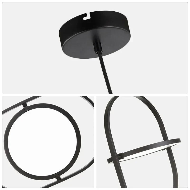 Afralia™ Modern Black LED Bedroom Hanging Lamp, Up Down Eye Glod Light