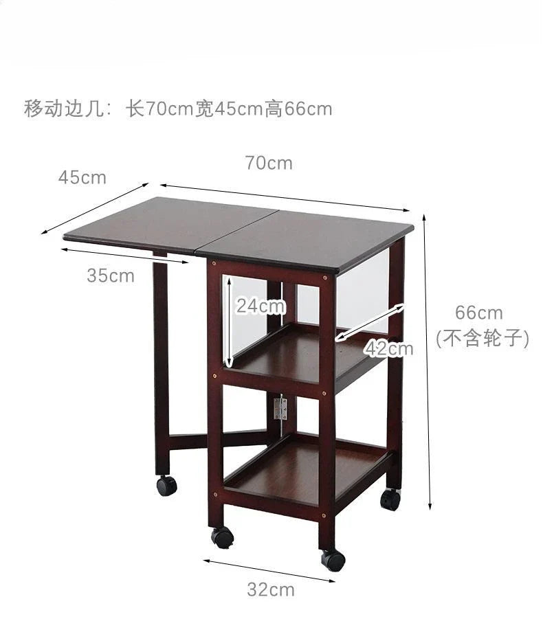 Afralia™ Solid Wood Dining Table Folding Side Cabinet with Storage Shelf