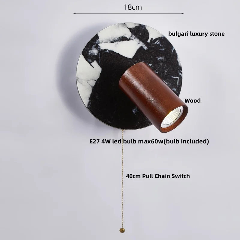 Afralia™ Wood & Stone LED Wall Lights - Modern Nordic Style for Home Decor