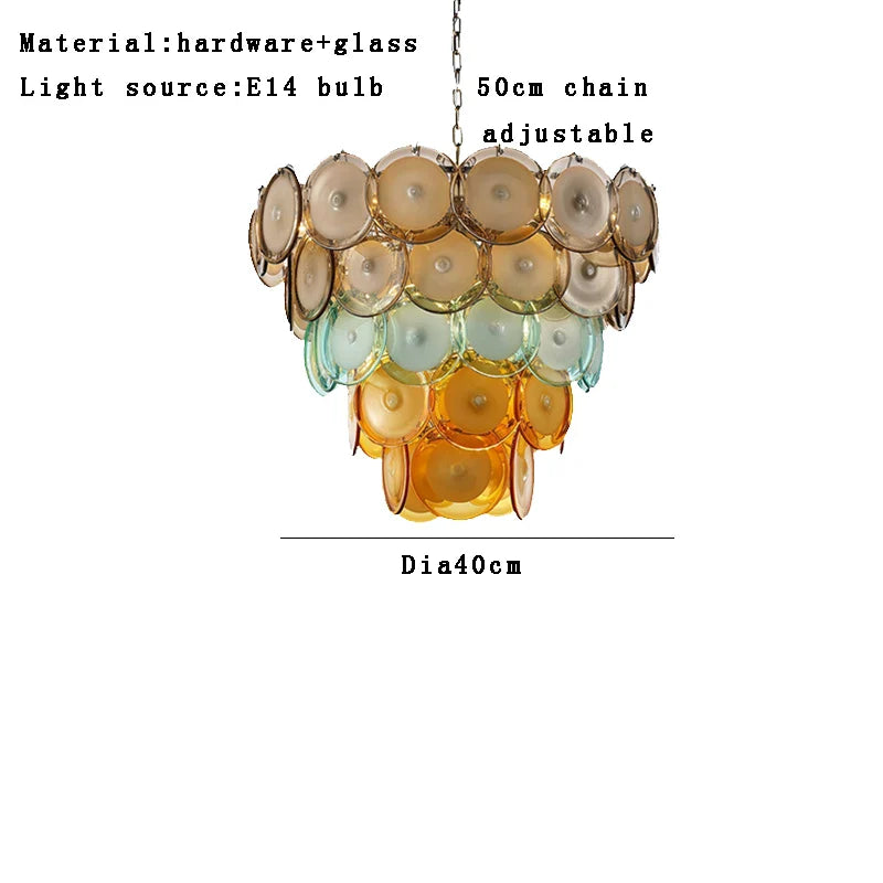Afralia™ Colorful Glass LED Ceiling Chandelier: Vintage Pendant Home Decoration for Living Room
