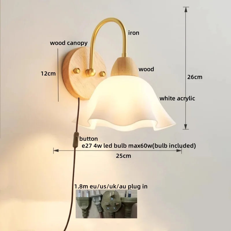 Afralia™ LED Pull Chain Wall Lights for Bedroom Decor