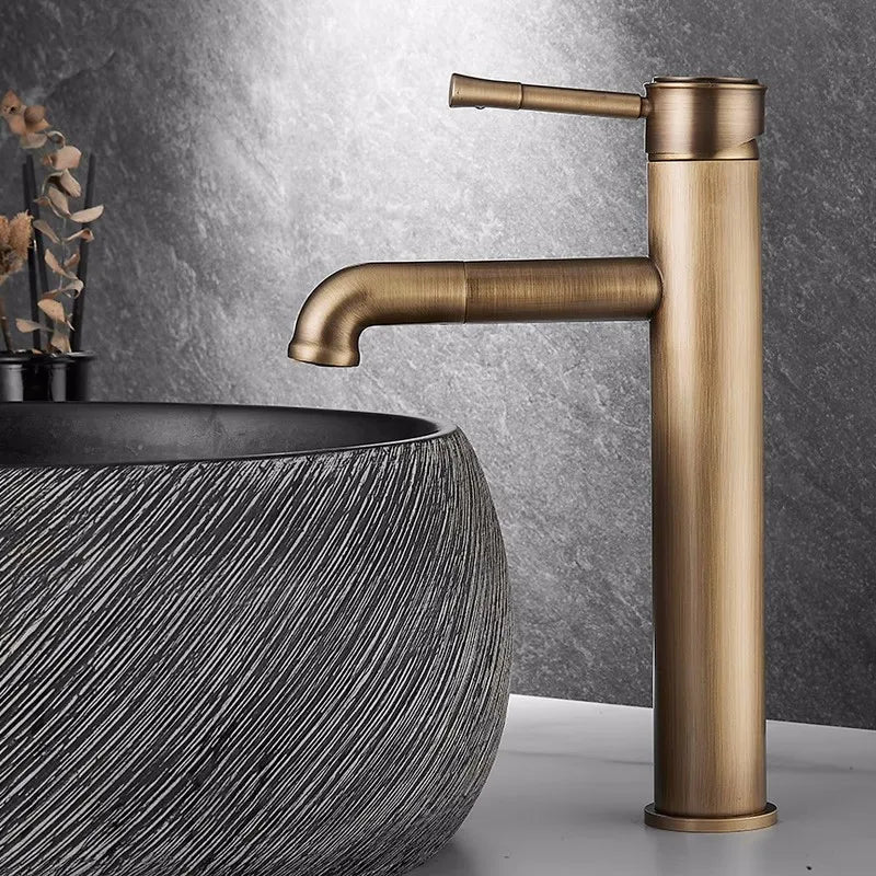 Afralia™ Bronze Basin Faucet: Hot & Cold Brass Sink Faucet, Rotating Mixer Tap