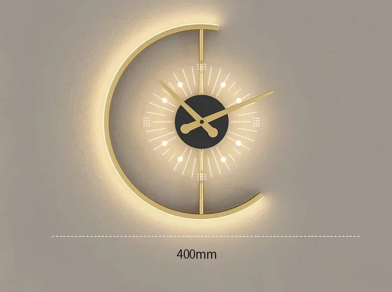 Afralia™ LED Wall Clock Sconce for Bedroom Living Room Home Decor Lighting