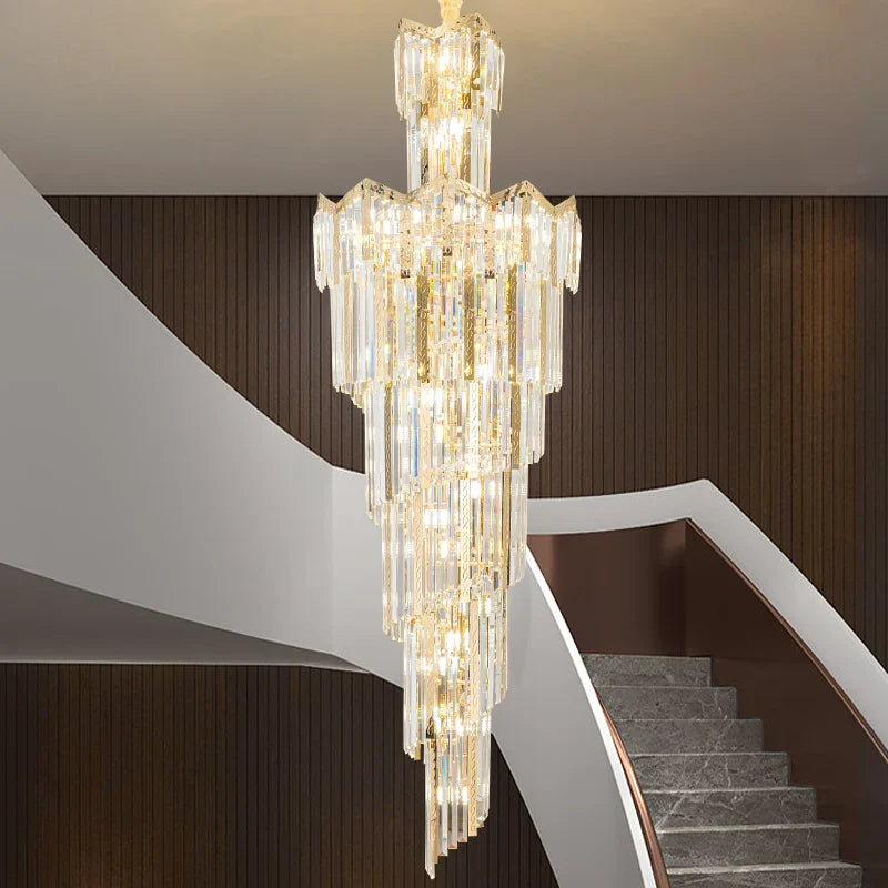 Afralia™ Crystal Chandelier: European Villa Hotel Luxury Hollow Building Middle Floor Lighting