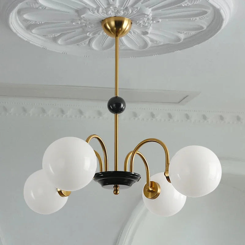 Afralia™ Vintage Iron Art Glass Chandelier LED Lighting Modern for Living/Dining/Bedroom