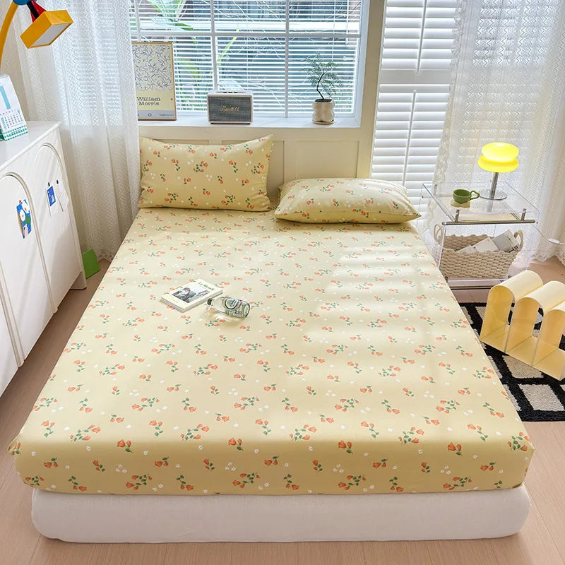 Afralia™ Queen Double Fitted Bed Sheet Coarse Cloth Mattress Cover - High-Quality Print