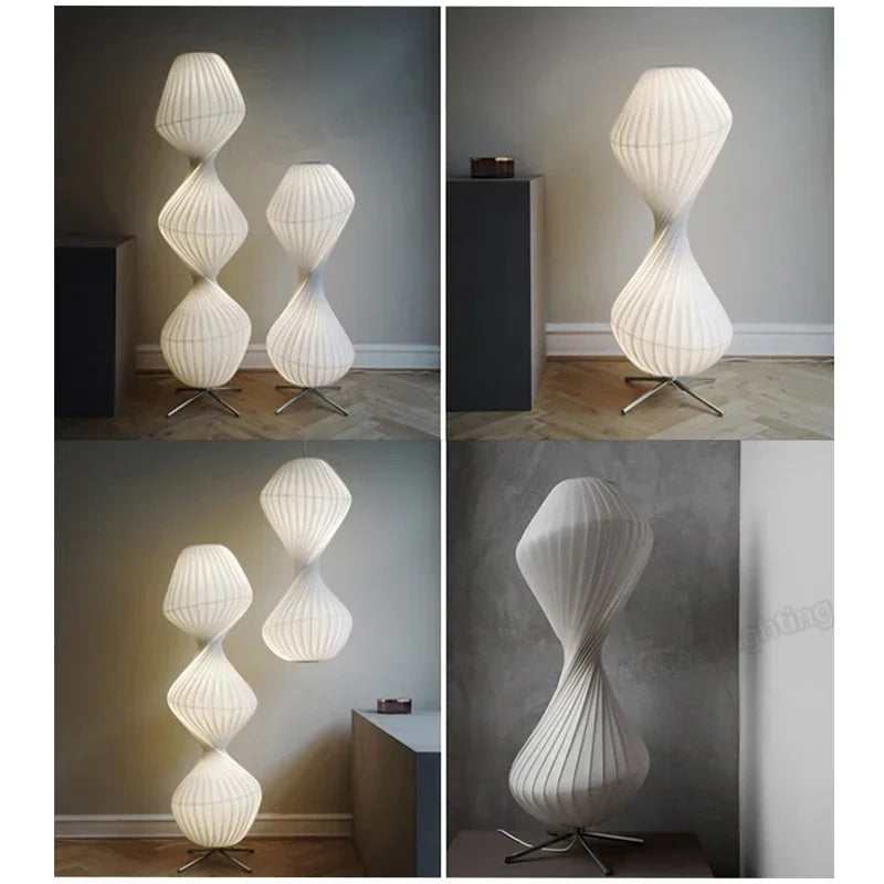 Afralia™ Nordic Silk LED Floor Lamp for Sofas, Bedrooms, Hotels - Designer Chandeliers