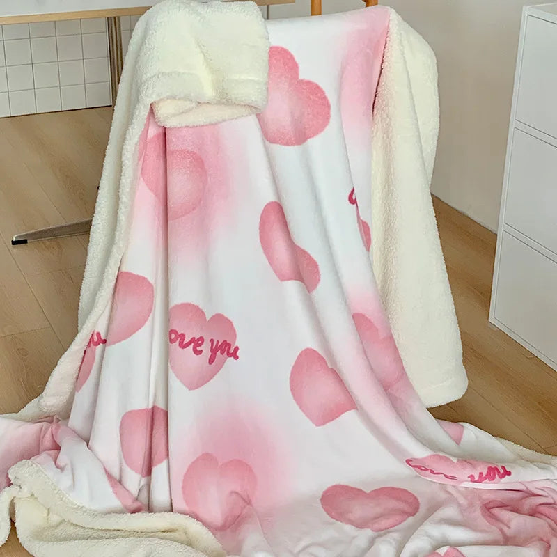 Afralia™ Korean Cartoon Plush Blanket, Soft Nap Sofa Cover for Home Dormitory