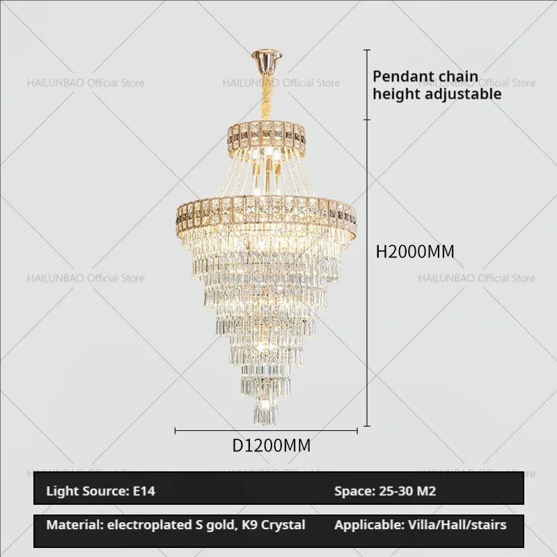 Afralia™ Duplex Villa Crystal Chandelier: Modern Luxury Staircase Lamp for Elegant Living Rooms