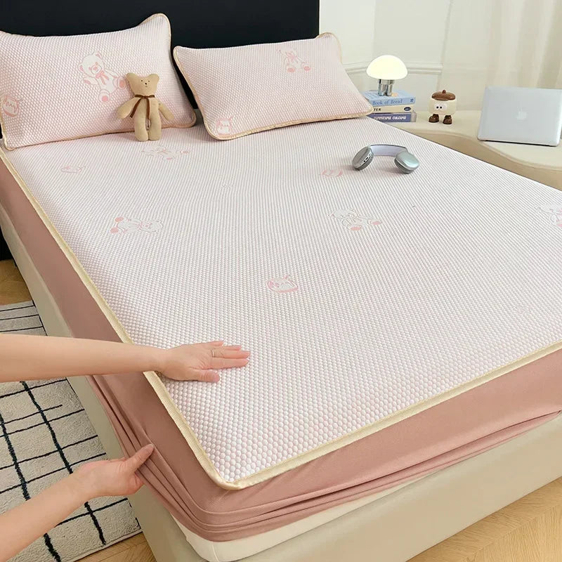 Afralia™ Little Bear Jacquard Cooling Mat: Soft, Breathable, & Durable Bed Cover