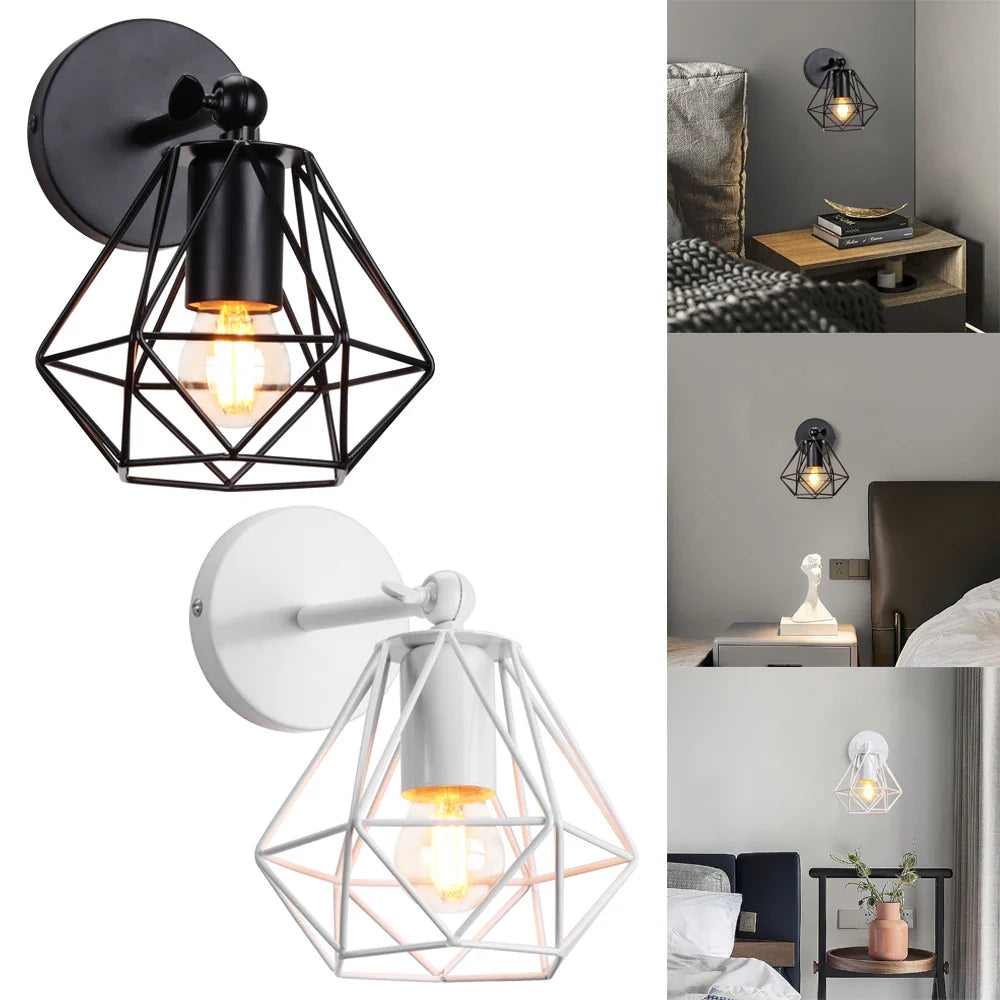 Afralia™ Metal Cage Wall Lights Modern Industrial Lighting for Bedroom and Hallway