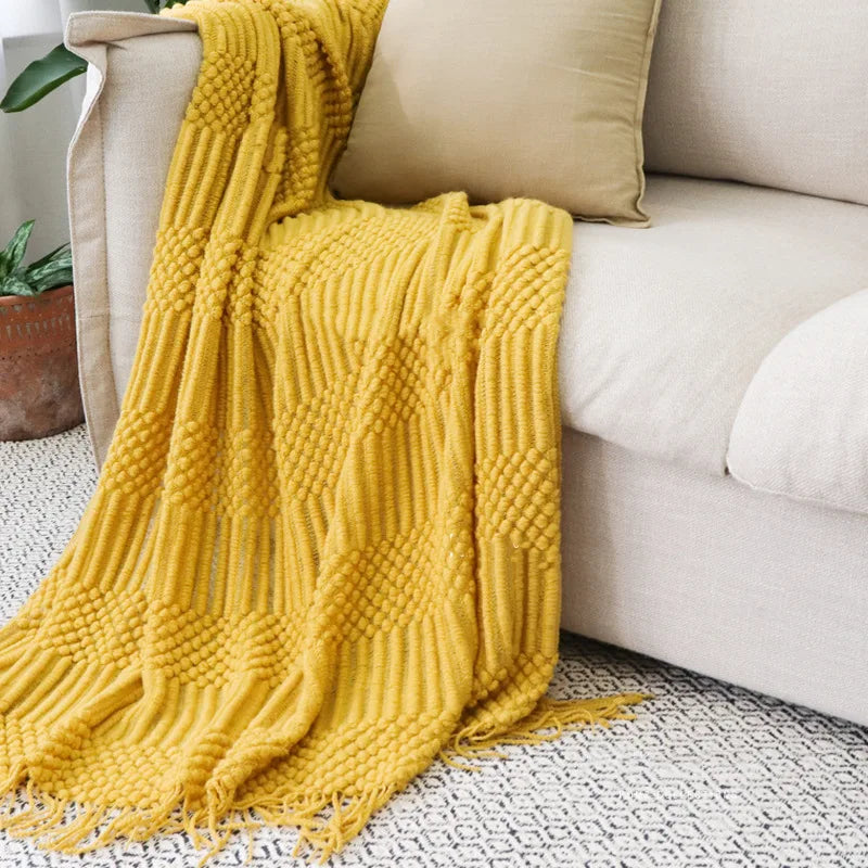 Afralia™ Chunky Knit Tassel Blanket | Vintage Farmhouse Luxury Oversized Sofa Throw