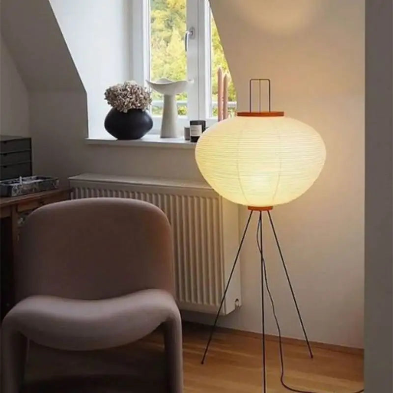 Afralia™ Noguchi Isamu Rice Paper Floor Lamp - Simple Designer Light Fixture