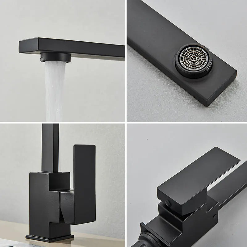 Afralia™ Matte Black/Chrome Kitchen Faucet 360 ° Rotation Cold Hot Mixer Sink Tap.