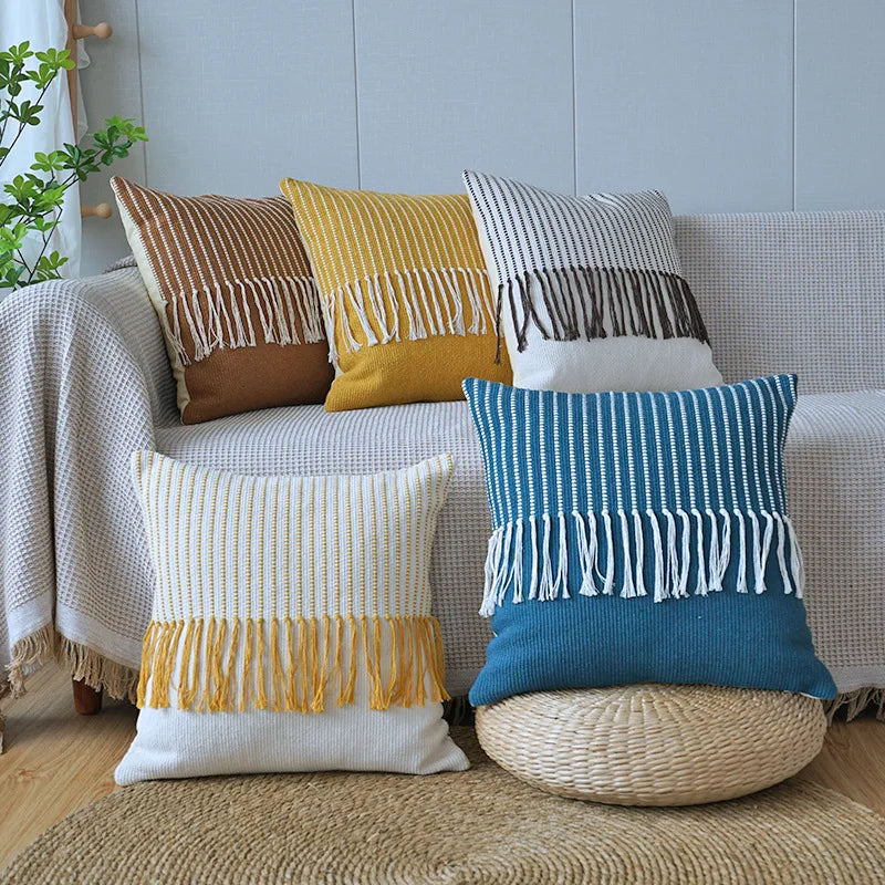 Afralia™ Boho Moroccan Fringed Pillowcase for Home, Office, Car, Sofa Decoration