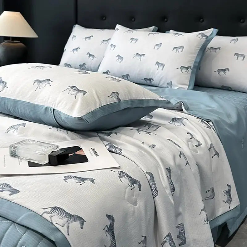 Afralia™ Cool Silk Summer Quilt Set with Sheets & Pillowcases