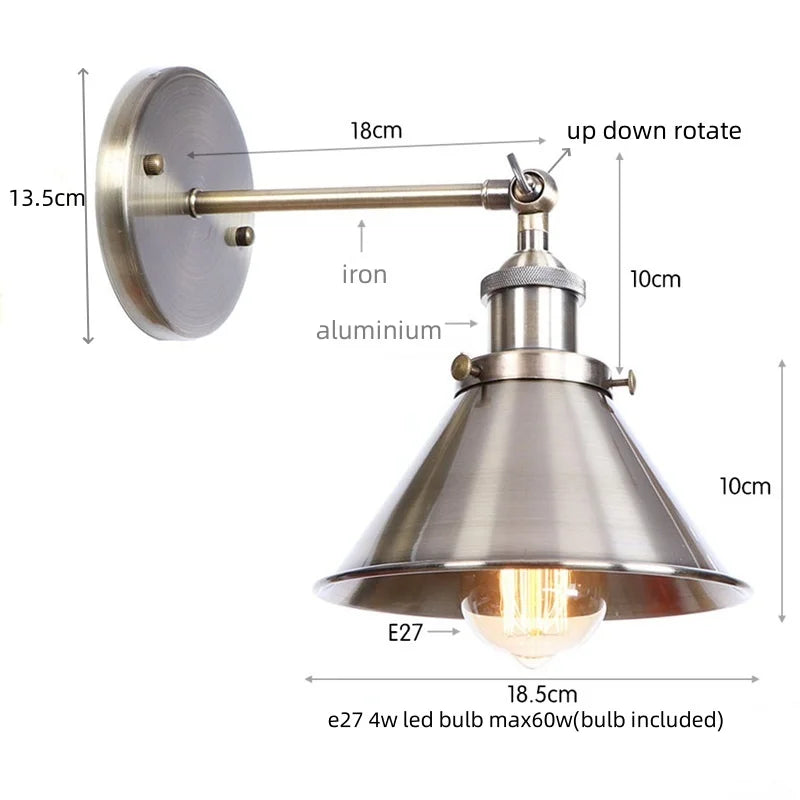 Afralia™ Pink Retro LED Wall Light Fixture Vintage Industrial Iron Ambience Luminaire