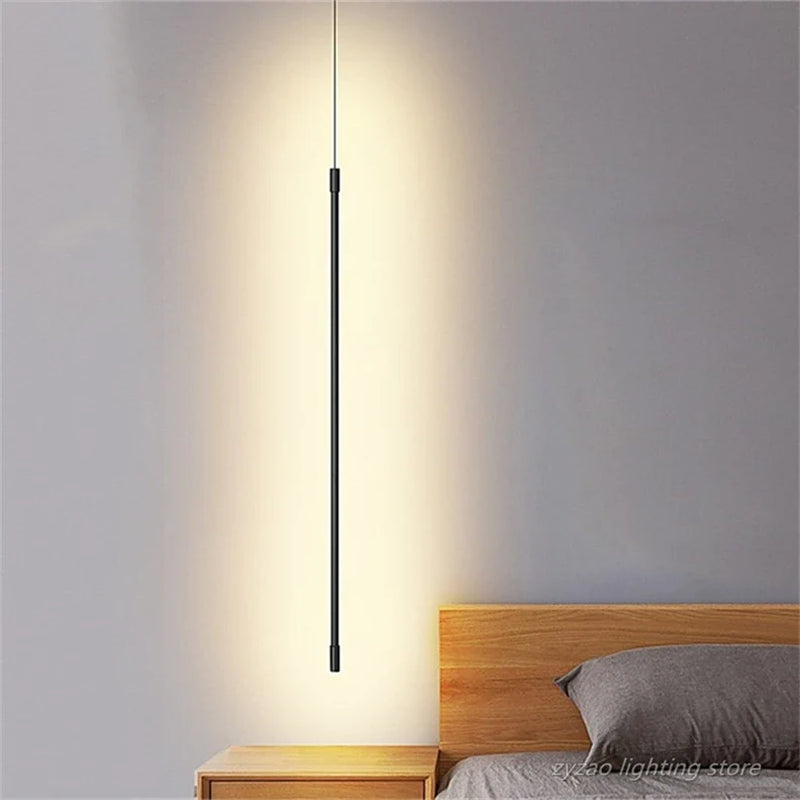 Afralia™ Nordic Line Strip Pendant Lights Bedroom Living Room Decor Hanging Lighting