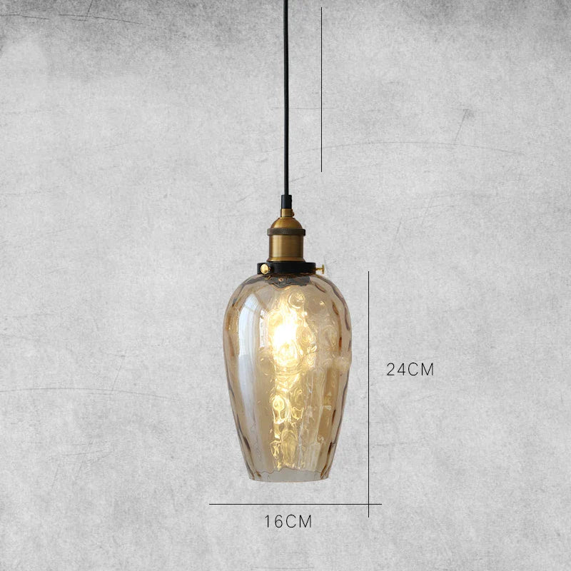 Afralia™ Vintage Amber Glass Pendant Lamp with LED Edison Bulb for Indoor Decor