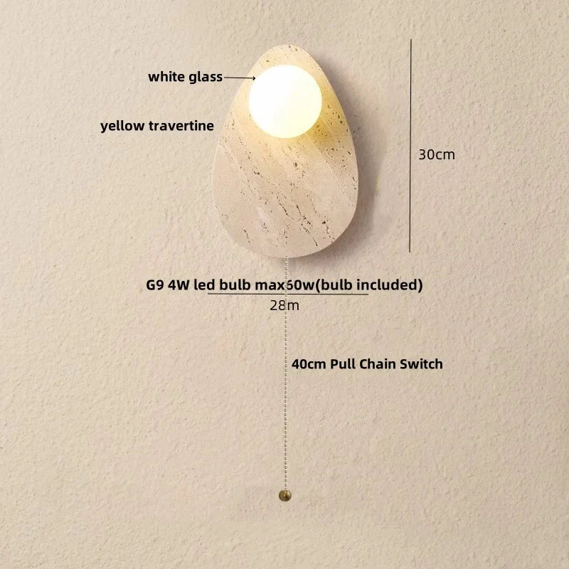 Afralia™ Yellow Travertine LED Wall Lamp - Modern Glass Stair Light