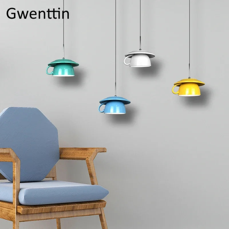 Afralia™ Ceramic Cup Pendant Light: Stylish LED Hanging Lamp for Home Decor and Kitchen