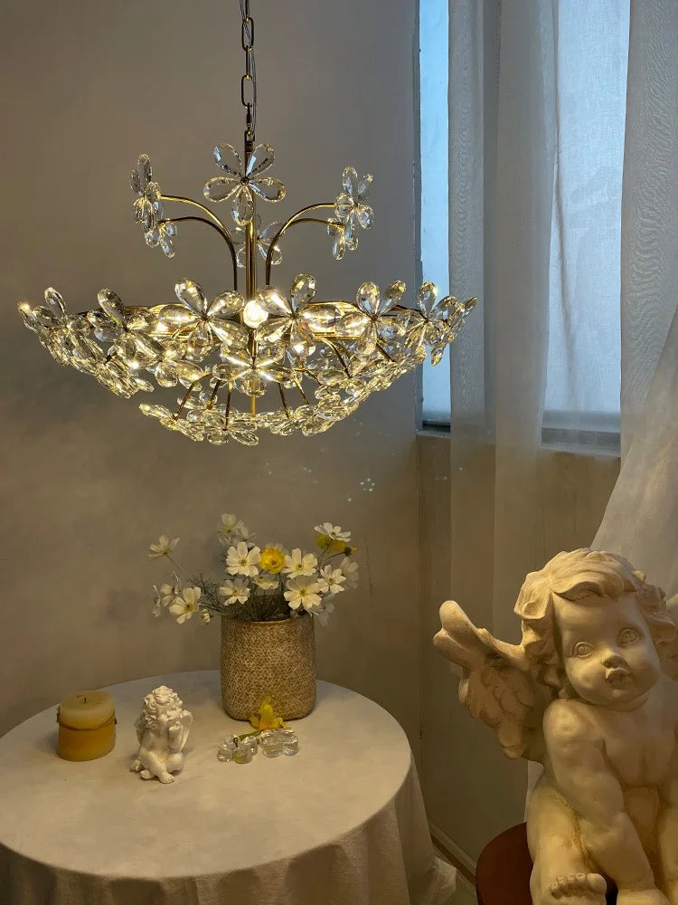 Afralia™ Crystal Flower Pendent Chandelier - Modern Design for Living Room, Restaurant, and Bedroom