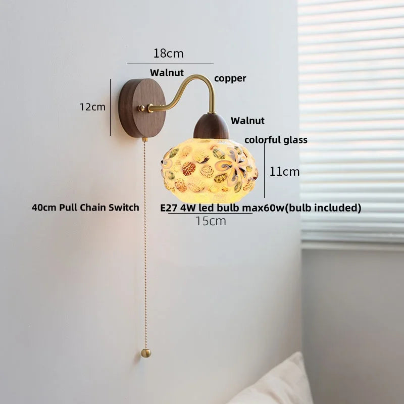 Afralia™ Tiffany Style Glass LED Wall Light with Colorful Shell Design