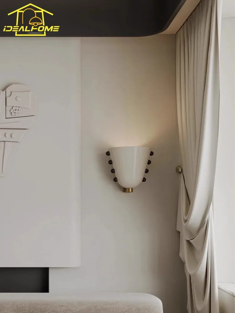 Afralia™ Cream Glass Wall Lamp LED Sconces for Living Room & Bedroom