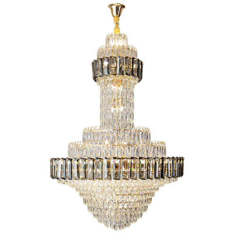 Afralia™ Round Villa Crystal Chandelier Modern Luxury Staircase Light Atmospheric Foyer Dining Room