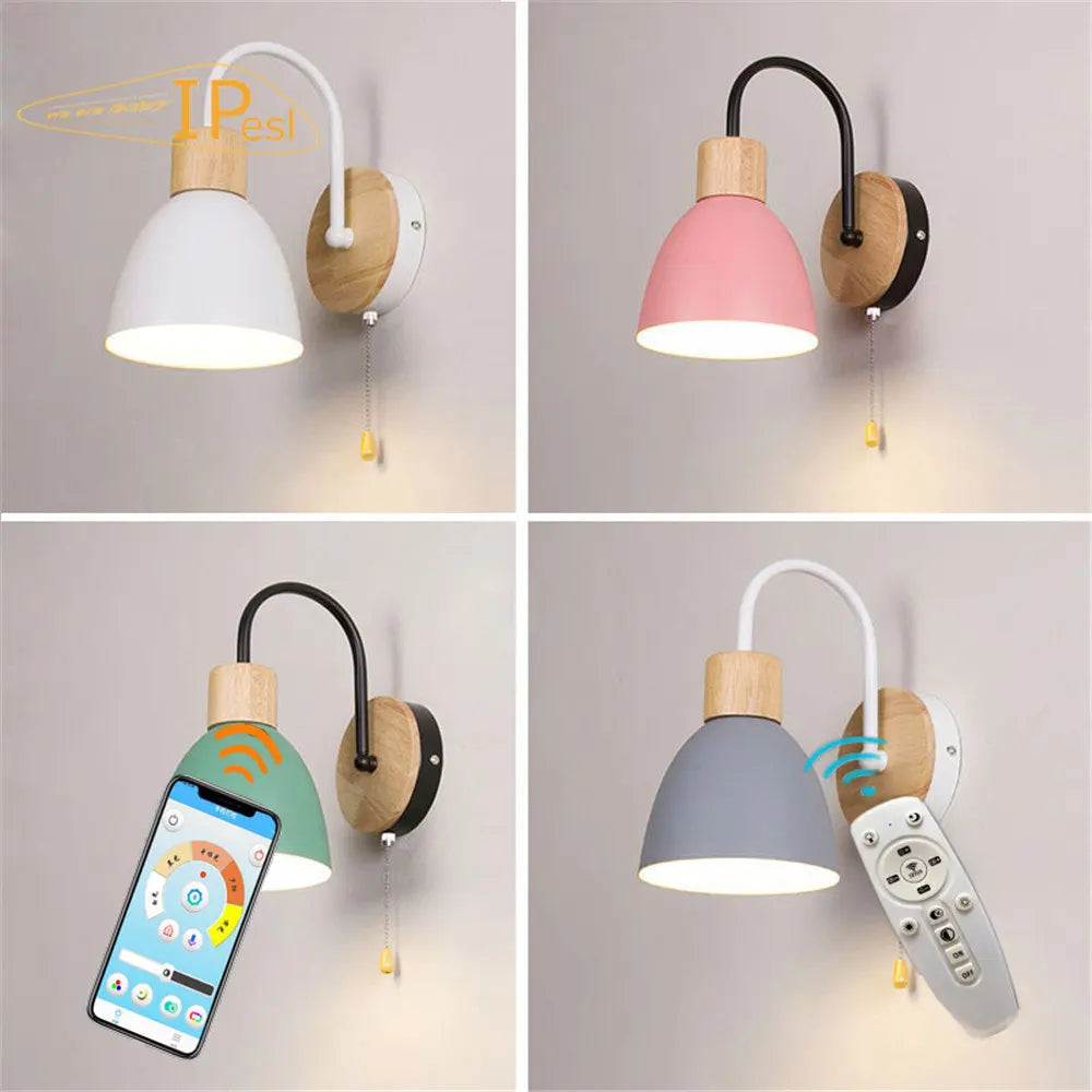 Afralia™ Curved Wood LED Wall Lamp with Switch, Bedroom & Living Room Sconce Lamps