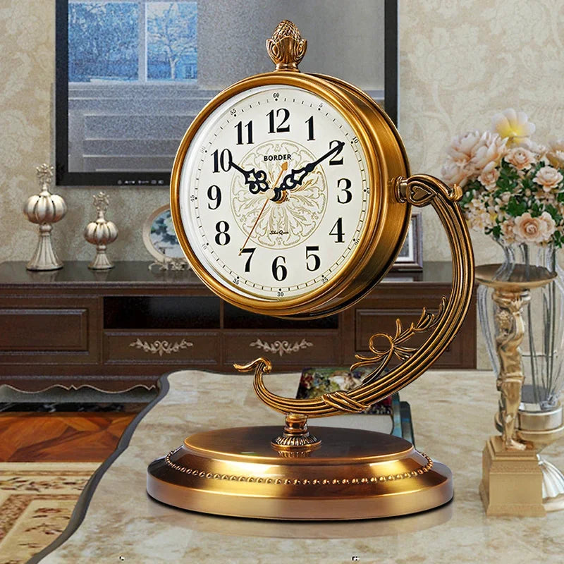 Afralia™ Vintage Pendulum Table Clock for Living Room Decor
