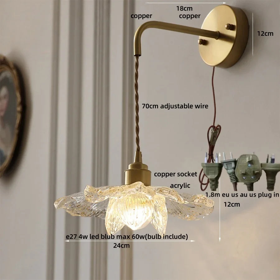 Afralia™ Clear Flower Acrylic LED Wall Lamp: Copper Modern Nordic Stair Light