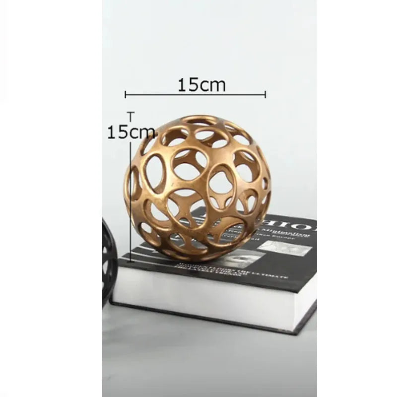 Afralia™ Hollow Spiny Ball Sculpture - Metal Ornaments for Modern Home Decor
