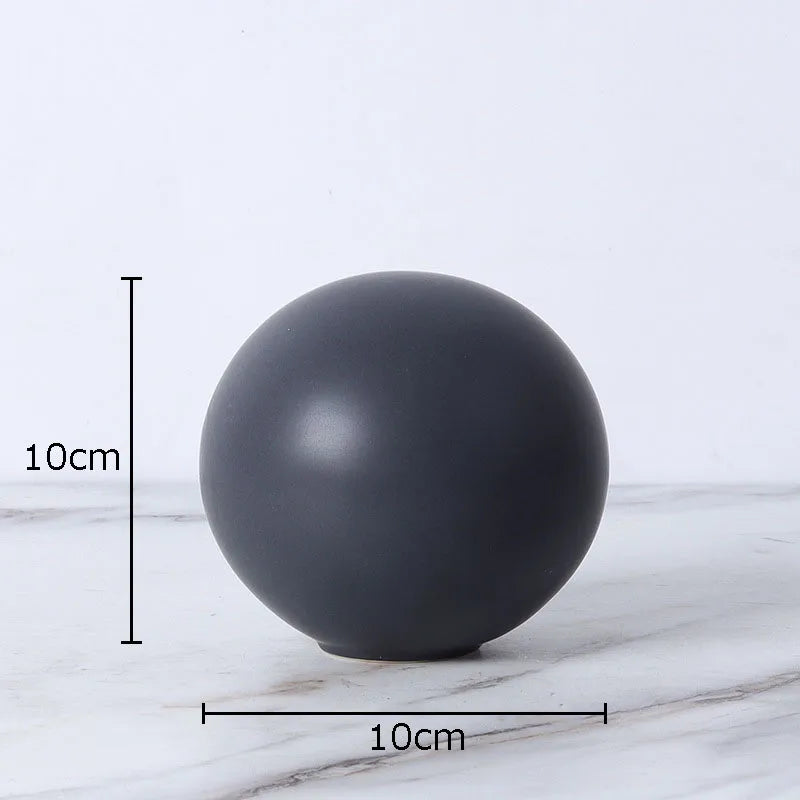 Afralia™ Cube Round Statue Decor Ceramic Ornament Sculpture Artwork for Desk & Room