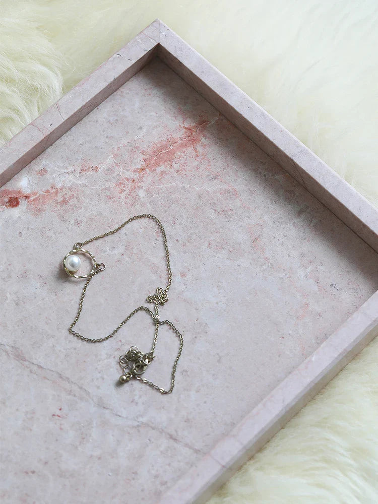 Afralia™ Pink Marble Vanity Tray for Home Decor & Organization