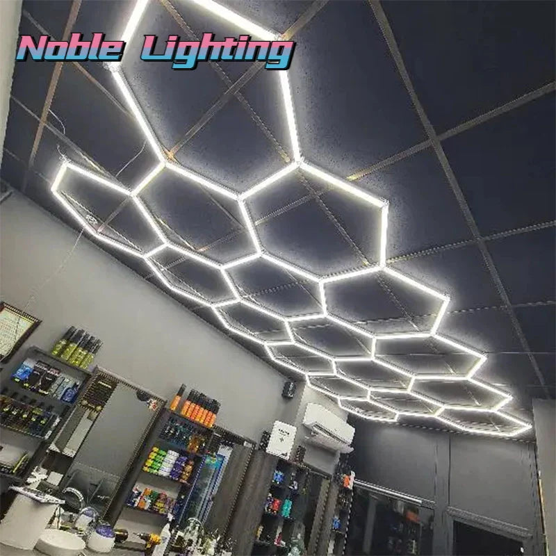 Afralia™ Honeycomb Hexagon LED Ceiling Light for Hair Salon & Auto Detailing