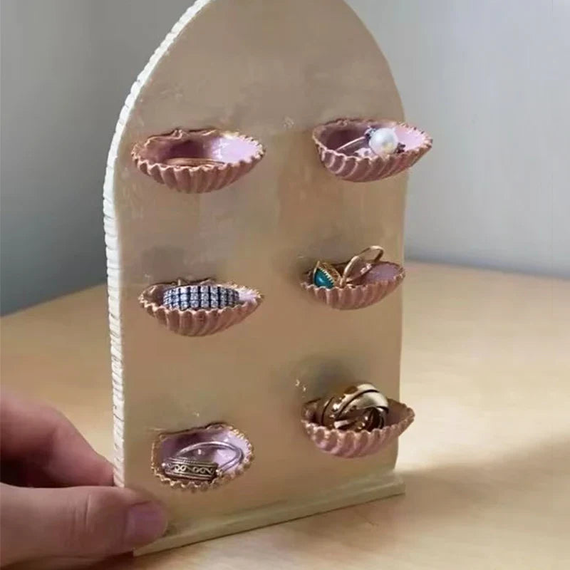 Afralia™ Abalone Shell Jewelry Organizer: Ring, Earring, Bracelet, Art Deco Display