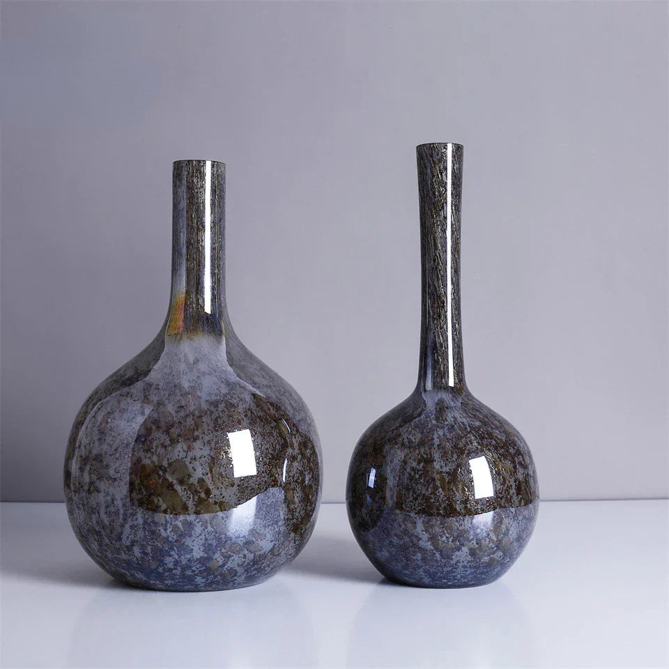 Afralia™ Hand-made Glass Vase Fine Mouth Floral Arrangement Home Decor