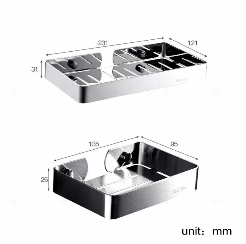 Afralia™ Stainless Steel Bathroom Soap Dish Shelf Wall Mount Storage Holder