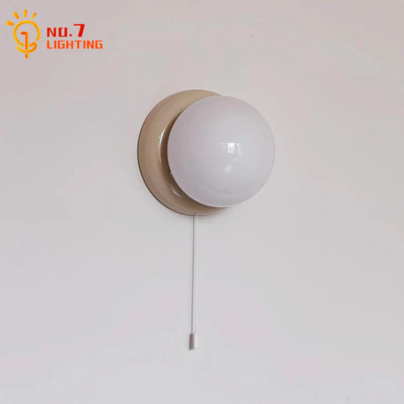 Afralia™ Nordic Cream Iron Art Glass Wall Lamp LED E27 for Bedroom Bar