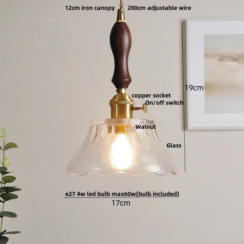 Afralia™ Nordic Ash Wood LED Pendant Lamp Copper Indoor Lighting