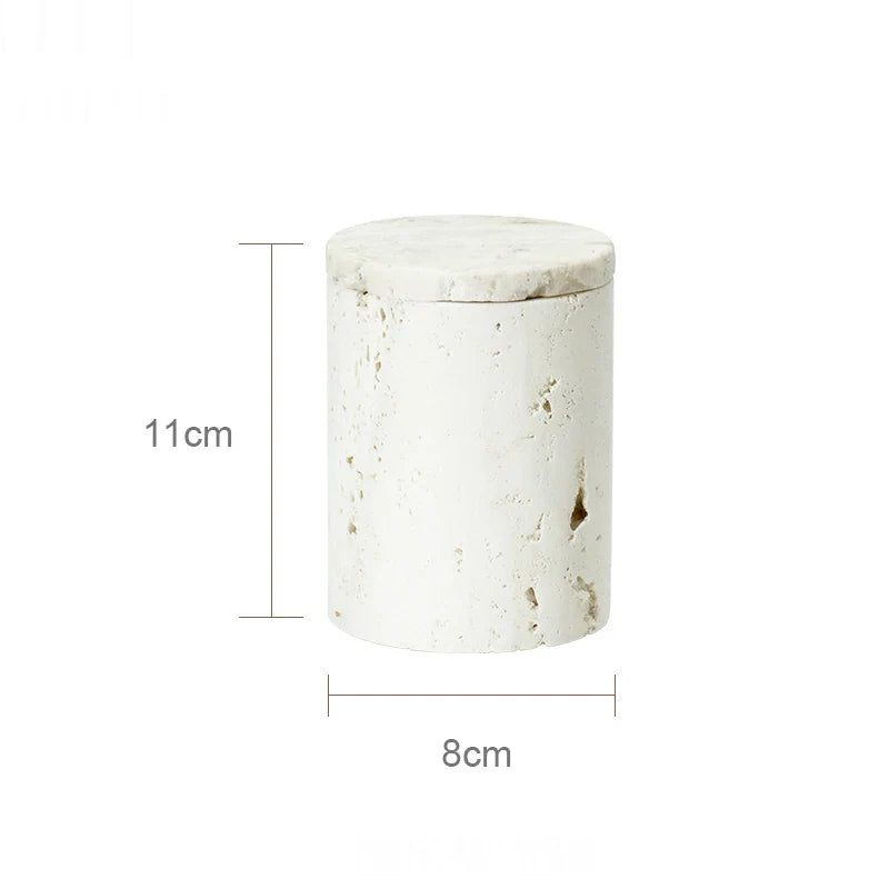 Afralia™ Beige Travertine Marble Bathroom Set - Soap Dispenser Toothbrush Holder Tissue Box